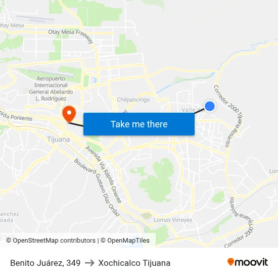 Benito Juárez, 349 to Xochicalco Tijuana map