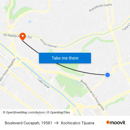 Boulevard Cucapah, 19581 to Xochicalco Tijuana map