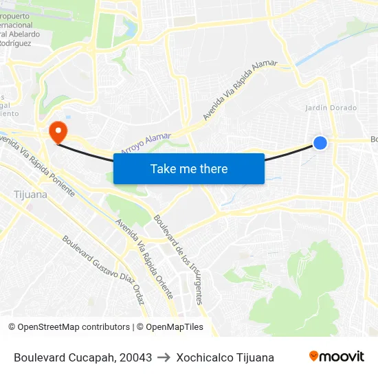 Boulevard Cucapah, 20043 to Xochicalco Tijuana map