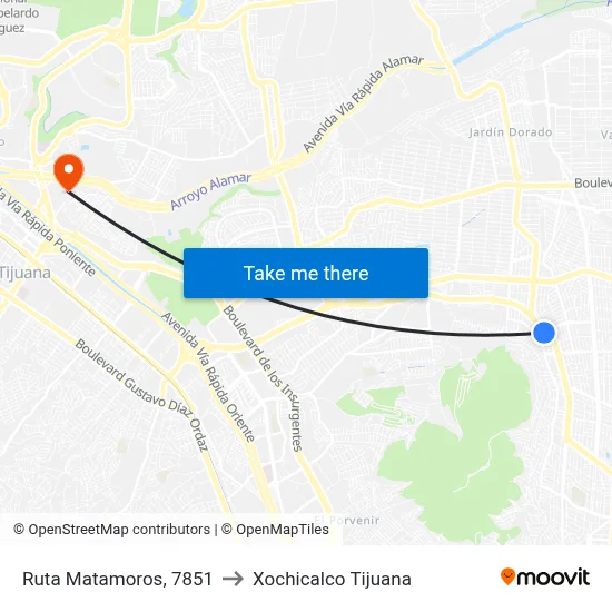 Ruta Matamoros, 7851 to Xochicalco Tijuana map