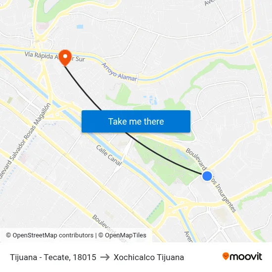 Tijuana - Tecate, 18015 to Xochicalco Tijuana map