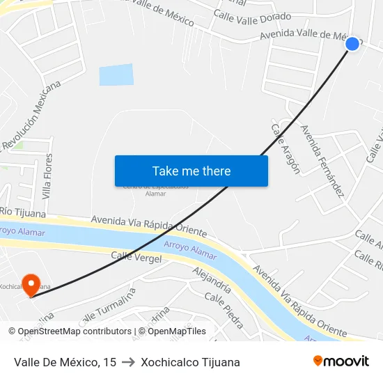 Valle De México, 15 to Xochicalco Tijuana map