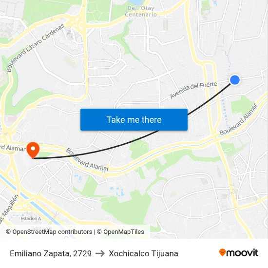 Emiliano Zapata, 2729 to Xochicalco Tijuana map