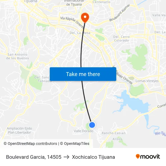 Boulevard Garcia, 14505 to Xochicalco Tijuana map