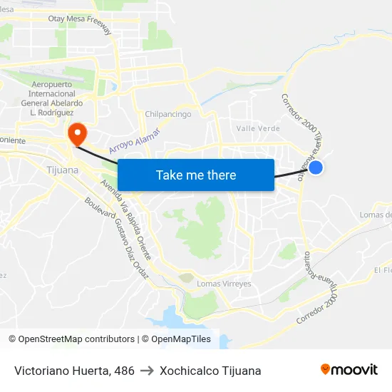 Victoriano Huerta, 486 to Xochicalco Tijuana map