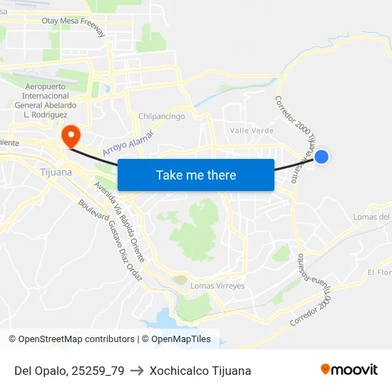 Del Opalo, 25259_79 to Xochicalco Tijuana map
