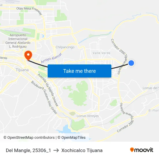Del Mangle, 25306_1 to Xochicalco Tijuana map