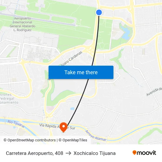 Carretera Aeropuerto, 408 to Xochicalco Tijuana map