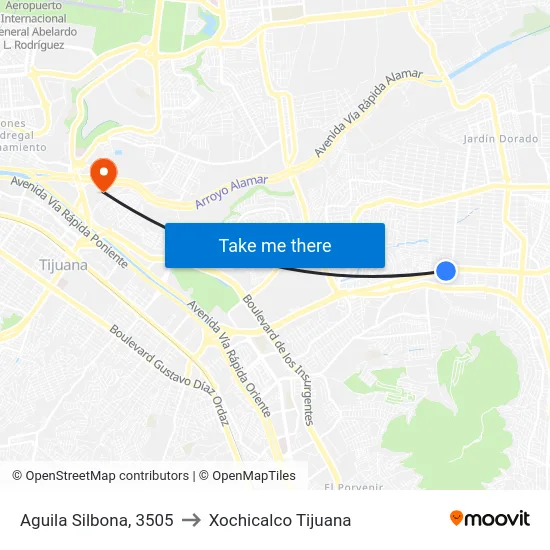 Aguila Silbona, 3505 to Xochicalco Tijuana map