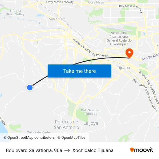 Boulevard Salvatierra, 90a to Xochicalco Tijuana map