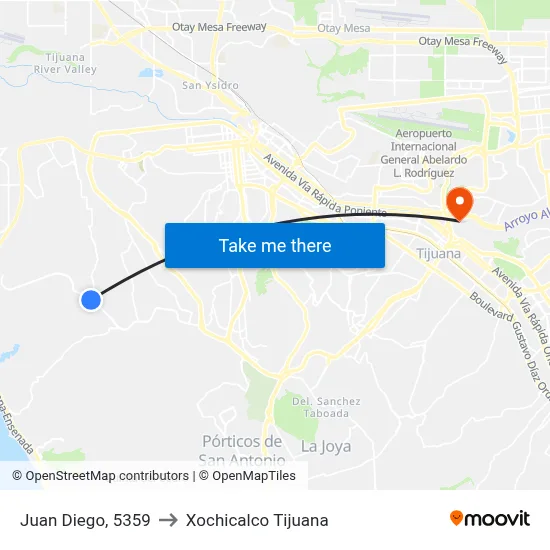 Juan Diego, 5359 to Xochicalco Tijuana map