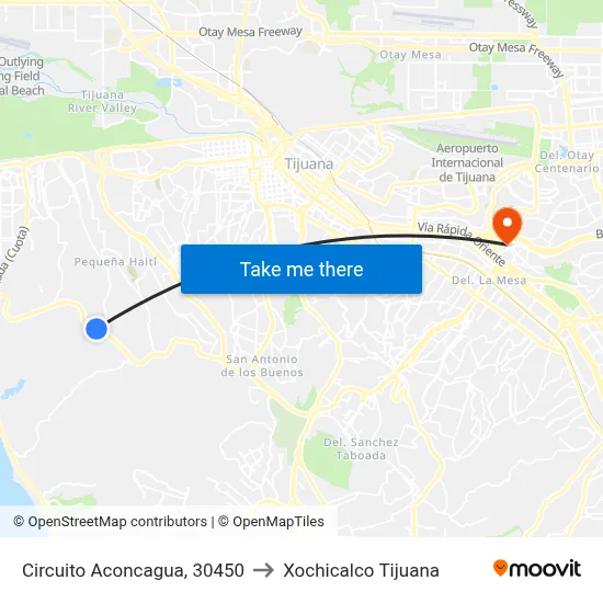 Circuito Aconcagua, 30450 to Xochicalco Tijuana map