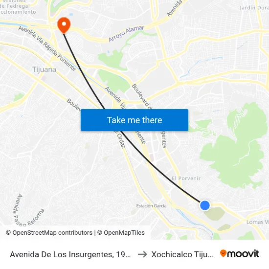 Avenida De Los Insurgentes, 19814b to Xochicalco Tijuana map
