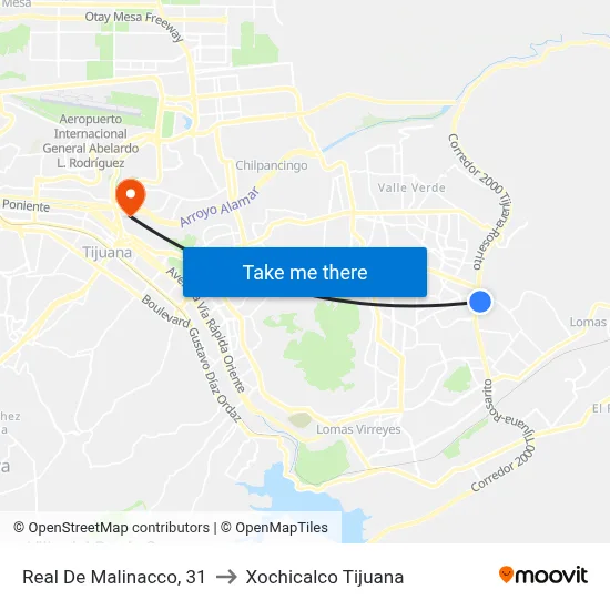 Real De Malinacco, 31 to Xochicalco Tijuana map