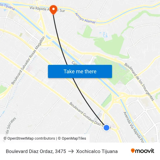 Boulevard Diaz Ordaz, 3475 to Xochicalco Tijuana map