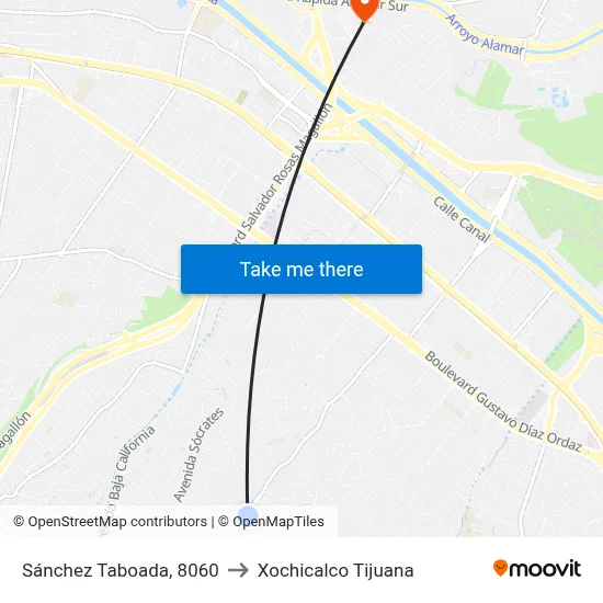 Sánchez Taboada, 8060 to Xochicalco Tijuana map