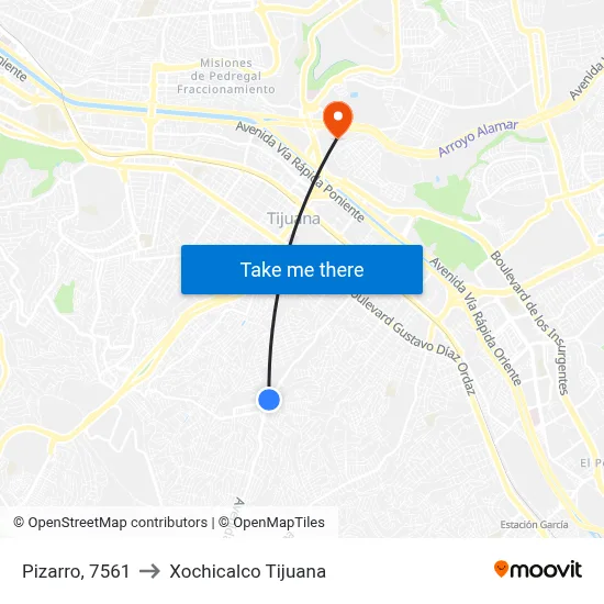 Pizarro, 7561 to Xochicalco Tijuana map