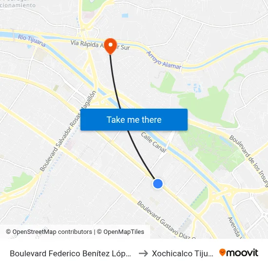 Boulevard Federico Benítez López, 80 to Xochicalco Tijuana map