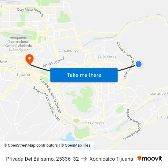 Privada Del Bálsamo, 25336_32 to Xochicalco Tijuana map