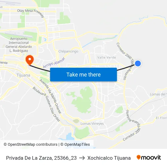 Privada De La Zarza, 25366_23 to Xochicalco Tijuana map