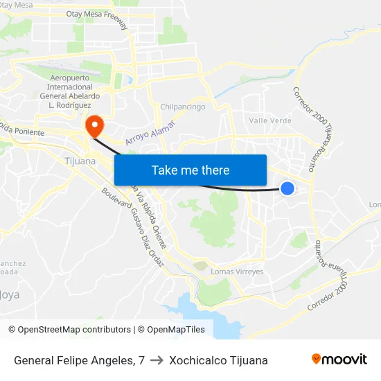 General Felipe Angeles, 7 to Xochicalco Tijuana map