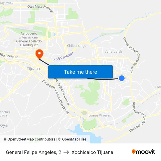 General Felipe Angeles, 2 to Xochicalco Tijuana map