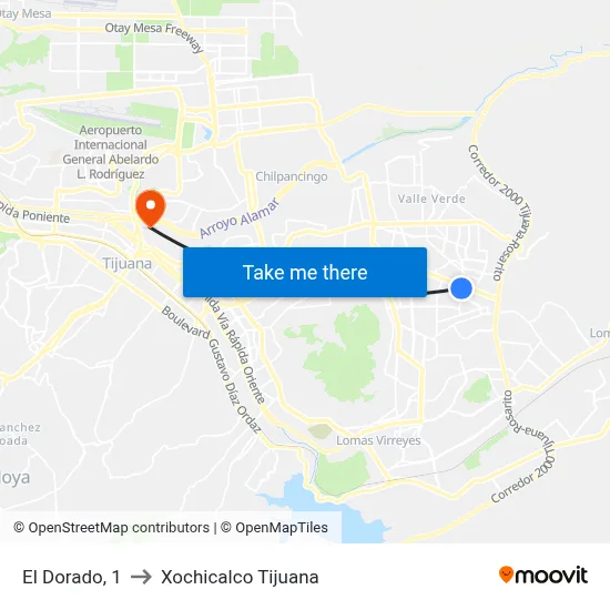 El Dorado, 1 to Xochicalco Tijuana map