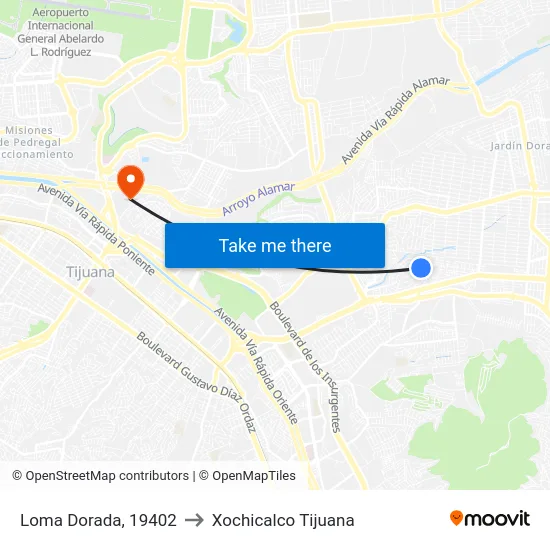 Loma Dorada, 19402 to Xochicalco Tijuana map
