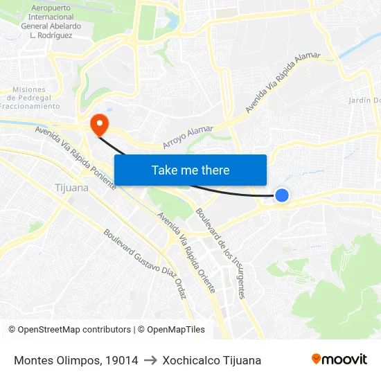 Montes Olimpos, 19014 to Xochicalco Tijuana map