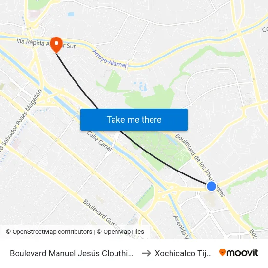 Boulevard Manuel Jesús Clouthier, 3808 to Xochicalco Tijuana map