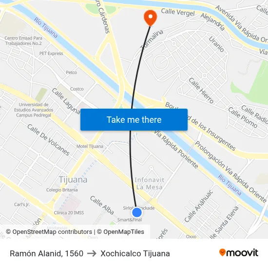 Ramón Alanid, 1560 to Xochicalco Tijuana map