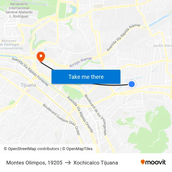 Montes Olimpos, 19205 to Xochicalco Tijuana map