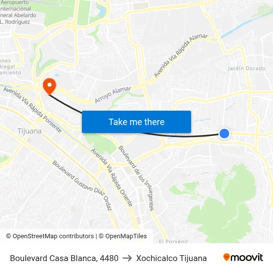Boulevard Casa Blanca, 4480 to Xochicalco Tijuana map