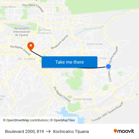 Boulevard 2000, 819 to Xochicalco Tijuana map