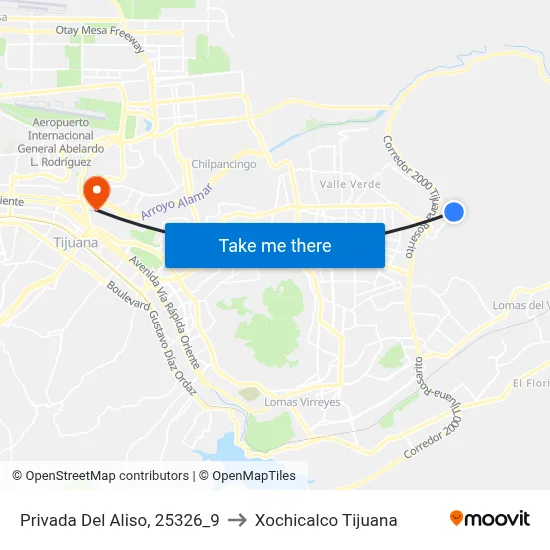 Privada Del Aliso, 25326_9 to Xochicalco Tijuana map