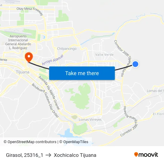 Girasol, 25316_1 to Xochicalco Tijuana map