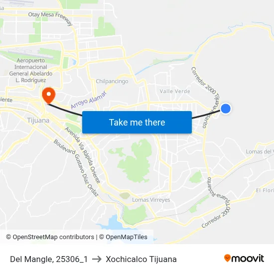 Del Mangle, 25306_1 to Xochicalco Tijuana map