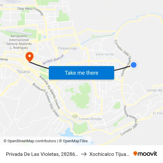 Privada De Las Violetas, 28286_7 to Xochicalco Tijuana map
