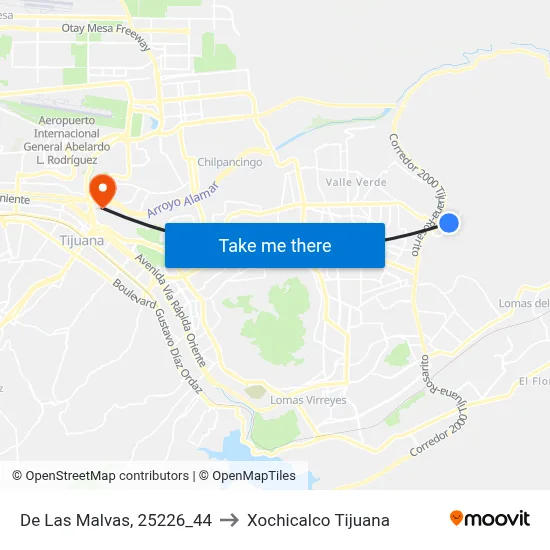 De Las Malvas, 25226_44 to Xochicalco Tijuana map