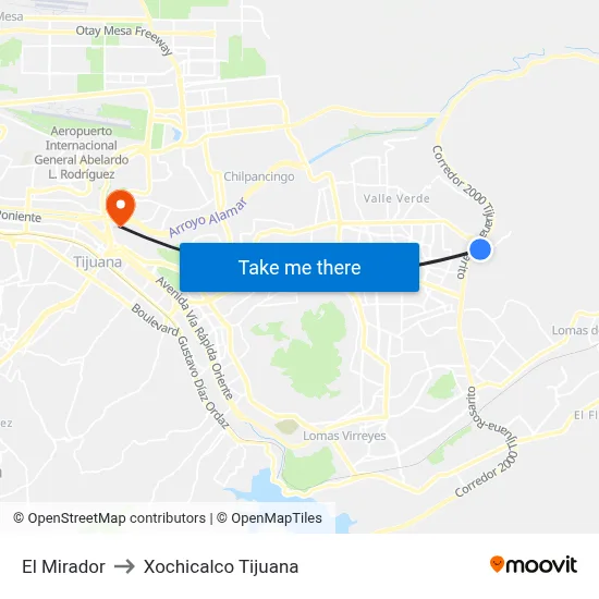 El Mirador to Xochicalco Tijuana map