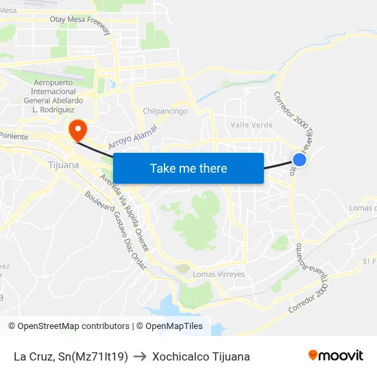 La Cruz, Sn(Mz71lt19) to Xochicalco Tijuana map