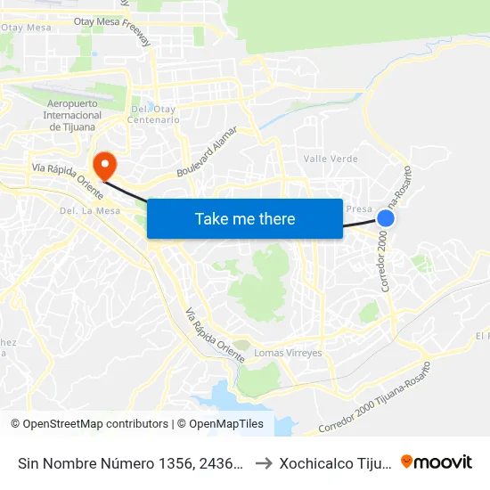 Sin Nombre Número 1356, 24366_E47 to Xochicalco Tijuana map