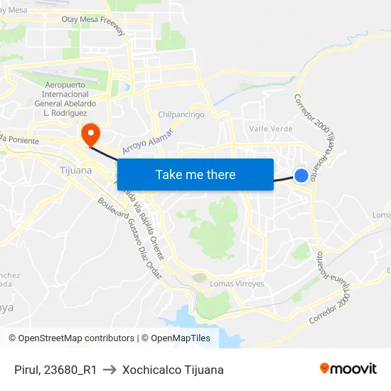 Pirul, 23680_R1 to Xochicalco Tijuana map