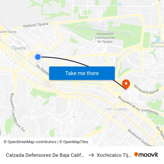 Calzada Defensores De Baja California, 635 to Xochicalco Tijuana map
