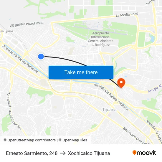 Ernesto Sarmiento, 248 to Xochicalco Tijuana map