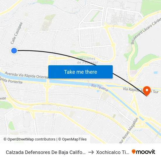 Calzada Defensores De Baja California, 2052a to Xochicalco Tijuana map