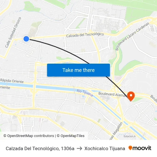 Calzada Del Tecnológico, 1306a to Xochicalco Tijuana map