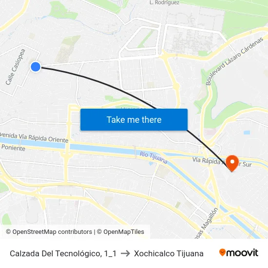 Calzada Del Tecnológico, 1_1 to Xochicalco Tijuana map