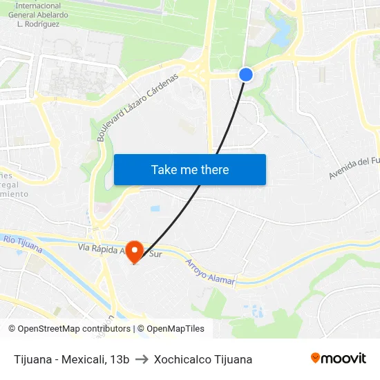 Tijuana - Mexicali, 13b to Xochicalco Tijuana map