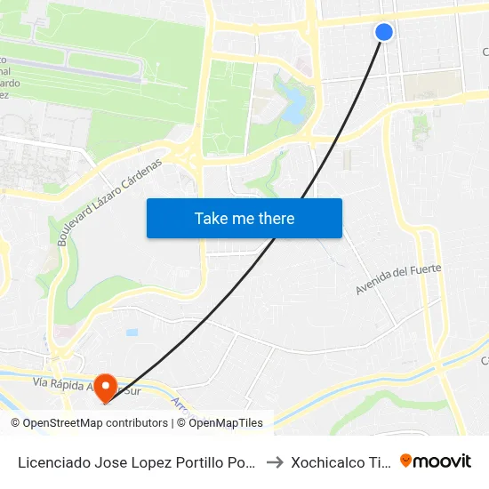 Licenciado Jose Lopez Portillo Poniente, 173 to Xochicalco Tijuana map